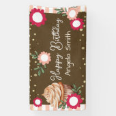 Meisjes Bloem Cupcake Welkom Verjaardag Kraft Papi Spandoek (Verticaal)