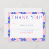 Meisjes Bloem Roze Invul Dankkaart Bedankkaart (Voorkant)