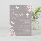 Meisjes Bloemen en Vlinders Doop uitnodiging (Staand voorkant)