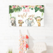 Meisjes Bloemen Foliage Safari Wild Een Verjaardag Spandoek (Insitu)