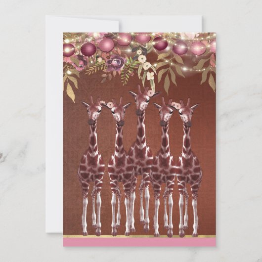 Meisjes Bloemen Giraffe Roze & Goud Verjaardagsfee Kaart (Achterkant)