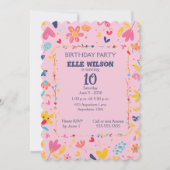 Meisjes Bloemen Lijst 10e verjaardag Uitnodiging (Voorkant)