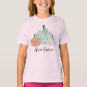 Meisjes Bloemen Pompoen Trio gepersonaliseerd T-shirt (Voorkant)