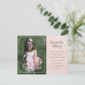 Meisjes Bloemen Roze Doop Uitnodiging (Staand voorkant)