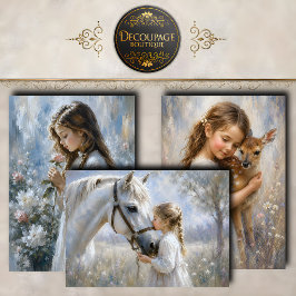 Meisjes, Bloemen & Vrienden Decoupage Collectie Inpakpapier Vel