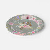Meisjes bloemenkruis Bautizo Doop roze bloemen Papieren Bordje (Gekanteld)