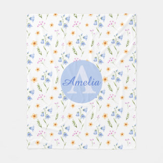 Meisjes Bloemenpatroon Monogram Naam Kinderdeken Fleece Deken