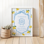 Meisjes Blue Lemon Amalfi Waterverf 1e Verjaardag Poster