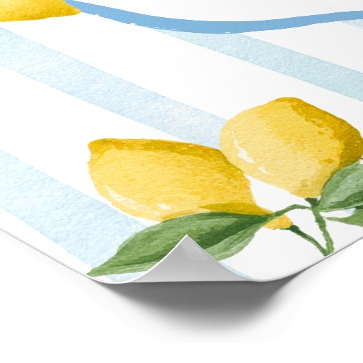 Meisjes Blue Lemon Amalfi Waterverf 1e Verjaardag Poster (Hoek)