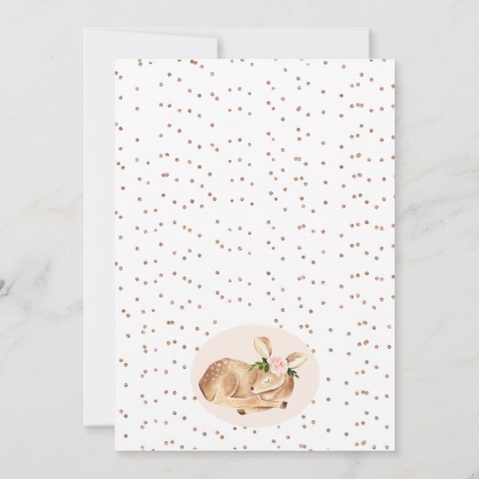 Meisjes Blush Bloemen Oh Herten Baby shower Uitnod Kaart (Achterkant)