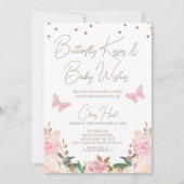 Meisjes Blush Bloemen Vlinder Baby shower Kaart (Voorkant)