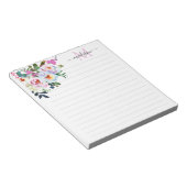 Meisjes Blush Pink Floral Waterverf Monogram scrip Notitieblok (Schuin)