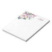Meisjes Blush Pink Floral Waterverf Monogram scrip Notitieblok (Linkerzijde)