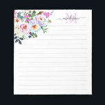 Meisjes Blush Pink Floral Waterverf Monogram scrip Notitieblok<br><div class="desc">Meisjes Blush Pink Floral Waterverf Monogram Script Desk Notitieblok Het ontwerp is voorzien van handbeschilderde waterverf blush roze pony florals en foliage.</div>