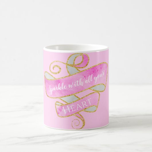 Meisjes Blush Pink Gold Glitter Sparkle Heart Koffiemok (Center)