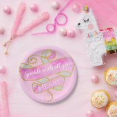 Meisjes Blush Pink Gold Glitter Sparkle Heart Papieren Bordje (Feest)