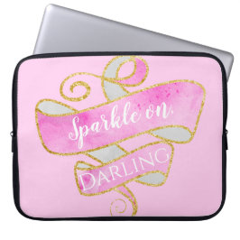 Meisjes Blush Pink Gold Glitter Sparkle on, Darlin Laptop Sleeve