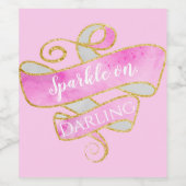 Meisjes Blush Pink Gold Glitter Sparkle on, Darlin Wijn Etiket (Enkel label)