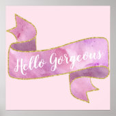 Meisjes  Blush Pink Hallo Goudlint Poster (Voorkant)