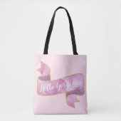 Meisjes  Blush Pink Hallo Goudlint Tote Bag (Voorkant)