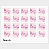 Meisjes  Blush Pink Hallo Goudlint Vierkante Sticker (Vel)