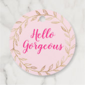 Meisjes  Blush Pink Hallo Prachtige Gold Wreath Bedankjes Labels (Achterkant)