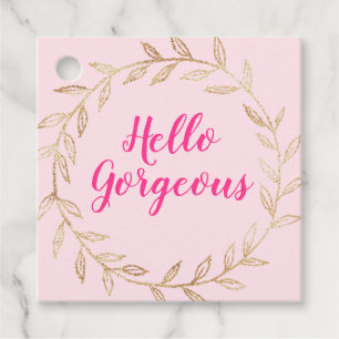 Meisjes Blush Pink Hallo Prachtige Gold Wreath Bedankjes Labels
