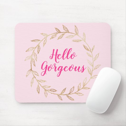 Meisjes  Blush Pink Hallo Prachtige Gold Wreath Muismat (Met muis)