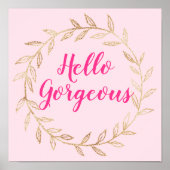 Meisjes  Blush Pink Hallo Prachtige Gold Wreath Poster (Voorkant)