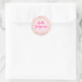 Meisjes  Blush Pink Hallo Prachtige Gold Wreath Ronde Sticker (Tas)