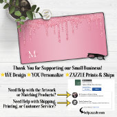 Meisjes Blush Pink Sparkle Glitter Driemonogram Bureaumat