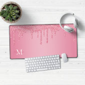 Meisjes Blush Pink Sparkle Glitter Driemonogram Bureaumat