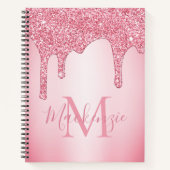 Meisjes Blush Pink Sparkle Glitter Driemonogram Notitieboek (Voorkant)