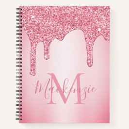Meisjes Blush Pink Sparkle Glitter Driemonogram Notitieboek