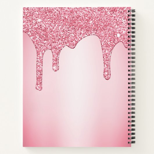 Meisjes Blush Pink Sparkle Glitter Driemonogram Notitieboek (Achterkant)