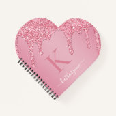 Meisjes Blush Pink Sparkle Glitter Driemonogram Notitieboek (Voorkant)