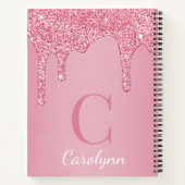 Meisjes Blush Pink Sparkle Glitter Driemonogram Notitieboek (Achterkant)