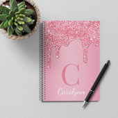 Meisjes Blush Pink Sparkle Glitter Driemonogram Notitieboek