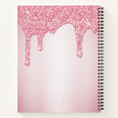 Meisjes Blush Pink Sparkle Glitter Driemonogram Notitieboek (Achterkant)