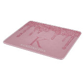 Meisjes Blush Pink Sparkle Glitter Driemonogram Snijplank (Hoek)