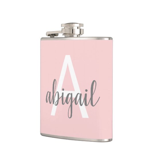 Meisjes Blush Roze Gray Monogram Vinyl Wrapped Fla Heupfles (Links)