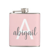 Meisjes Blush Roze Gray Monogram Vinyl Wrapped Fla Heupfles (Voorkant)