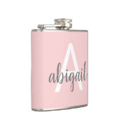 Meisjes Blush Roze Gray Monogram Vinyl Wrapped Fla Heupfles (Rechts)