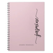 Meisjes Blush Roze Matig Manuscript Monogram Naam Notitieboek (Voorkant)