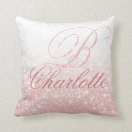 Meisjes Blush Roze Monogram Initiaal Naam Kussen