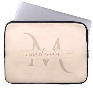 Meisjes Blush Roze Monogram Persoonlijke naam Laptop Sleeve