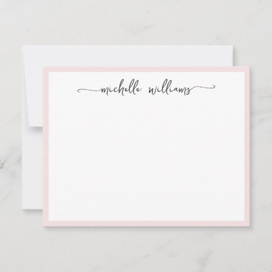 Meisjes Blush Stylish Calligraphy Script Signature Notitiekaartje (Voorkant)