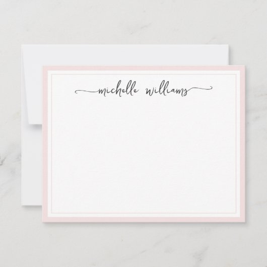 Meisjes Blush Stylish Calligraphy Script Signature Notitiekaartje (Voorkant)