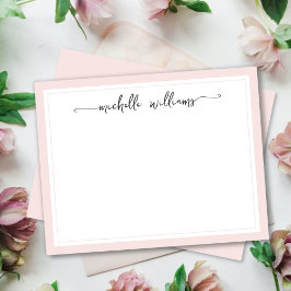 Meisjes Blush Stylish Calligraphy Script Signature Notitiekaartje