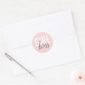 Meisjes blush typografie script, baas ronde sticker (Envelop)